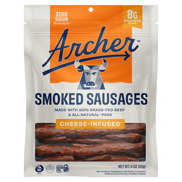 Archer 4oz Cheese Infused Smoked Sausages front of pack