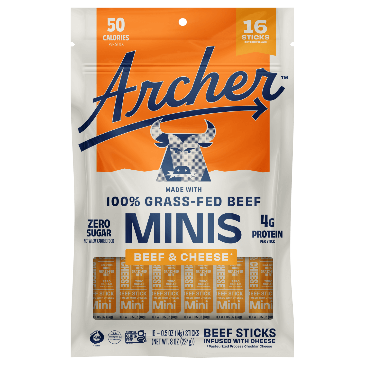 Archer Beef and Cheese Mini Sticks front of package