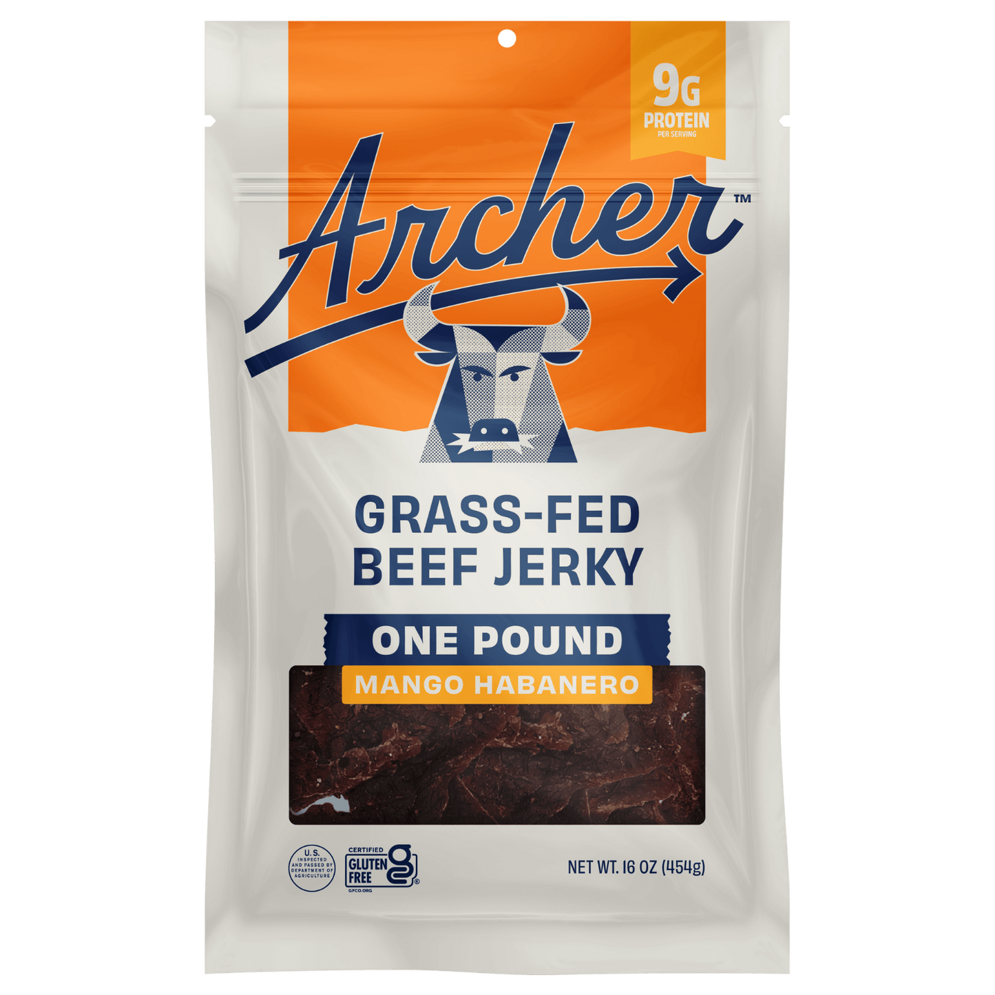 Archer 16 ounce Mango Habanero Beef Jerky front of package