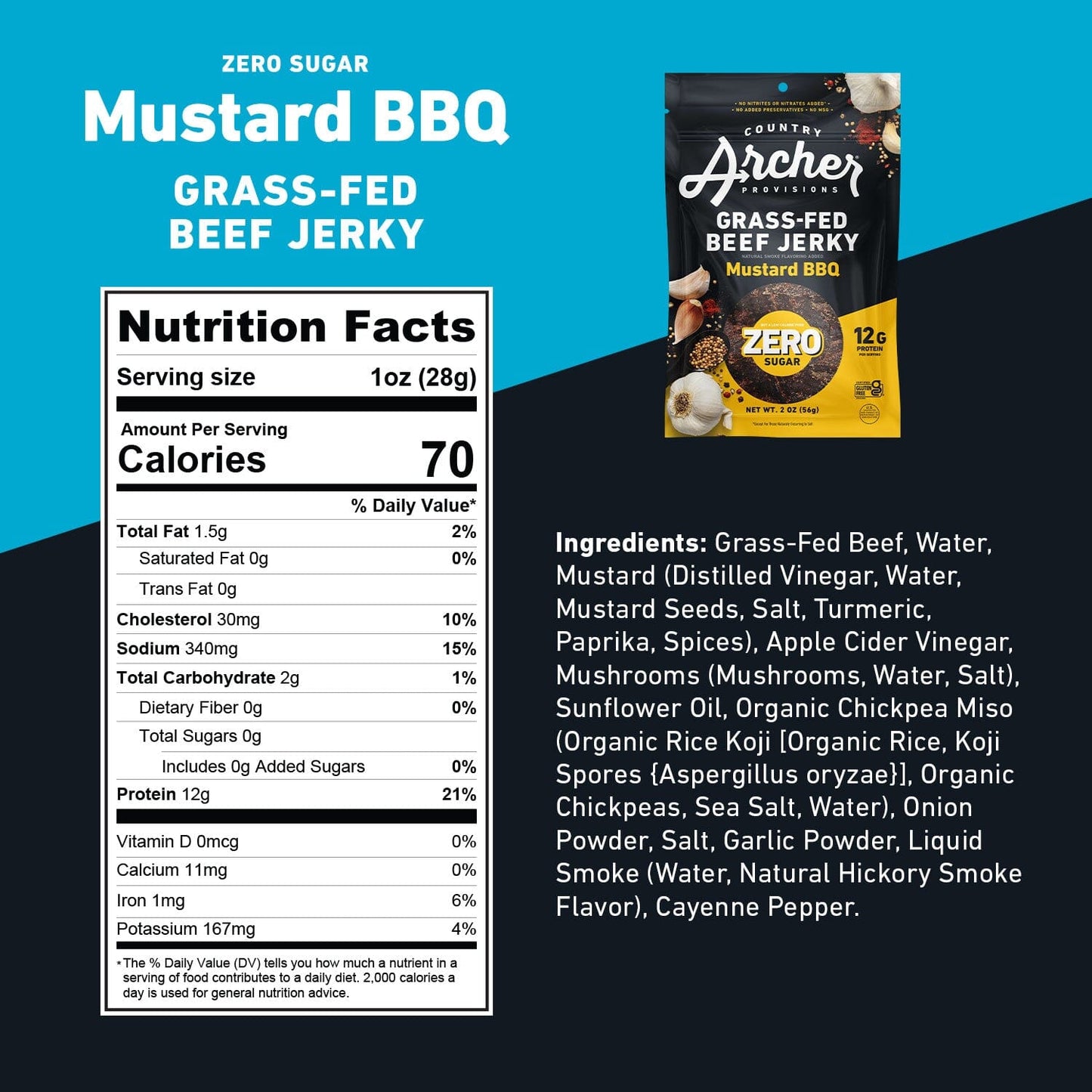 Zero Sugar Mustard BBQ Beef Jerky