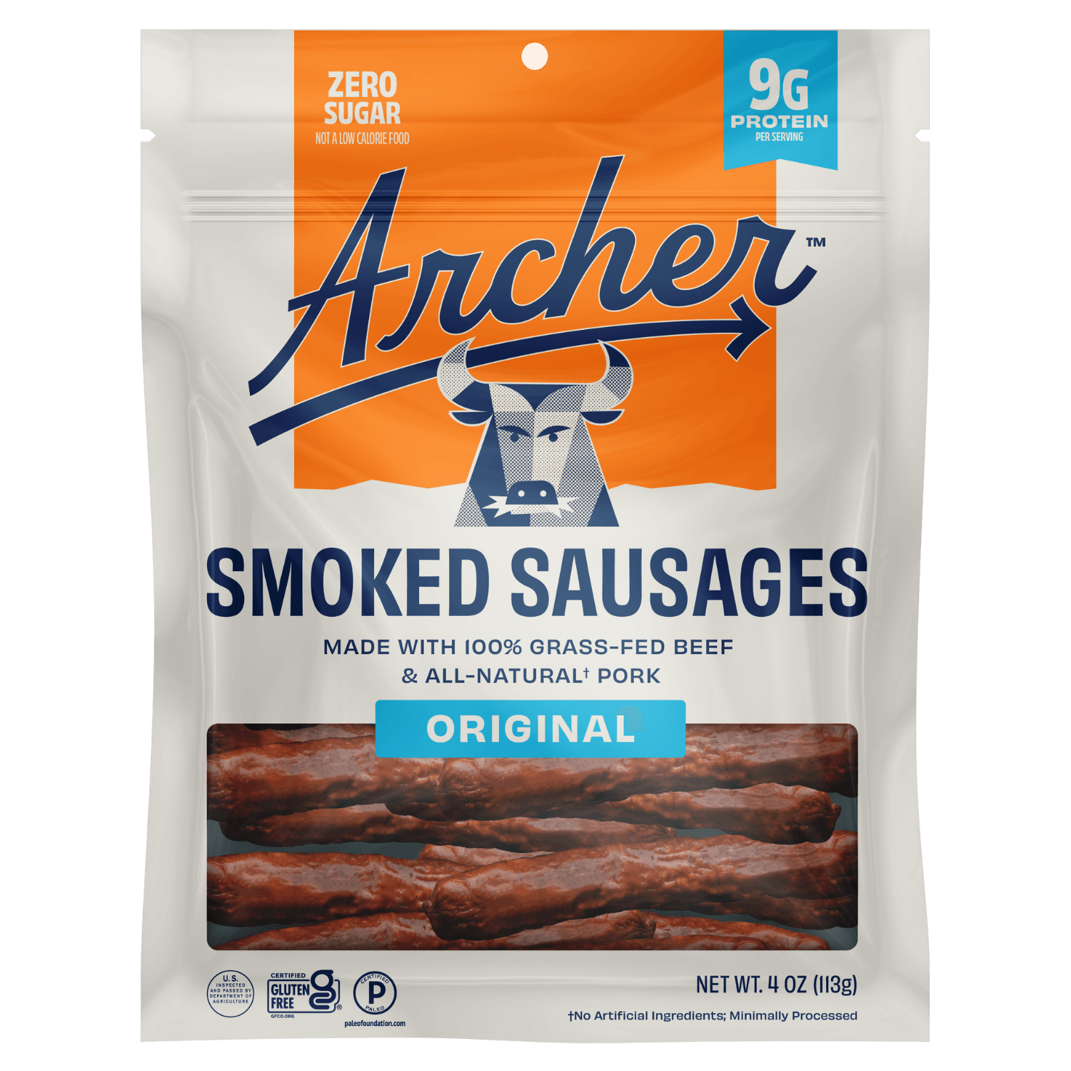 Archer 4oz Original Smoked Sausages front of pack