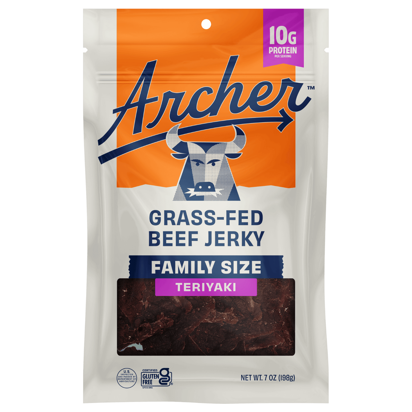 Archer 7 ounce Teriyaki Beef Jerky front of package