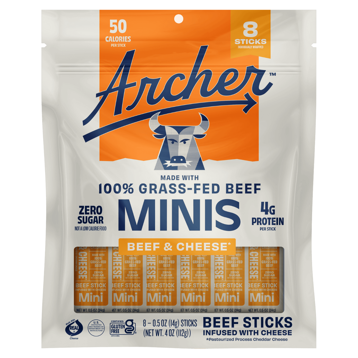 Archer 8 count Beef and Cheese Mini Sticks front of package