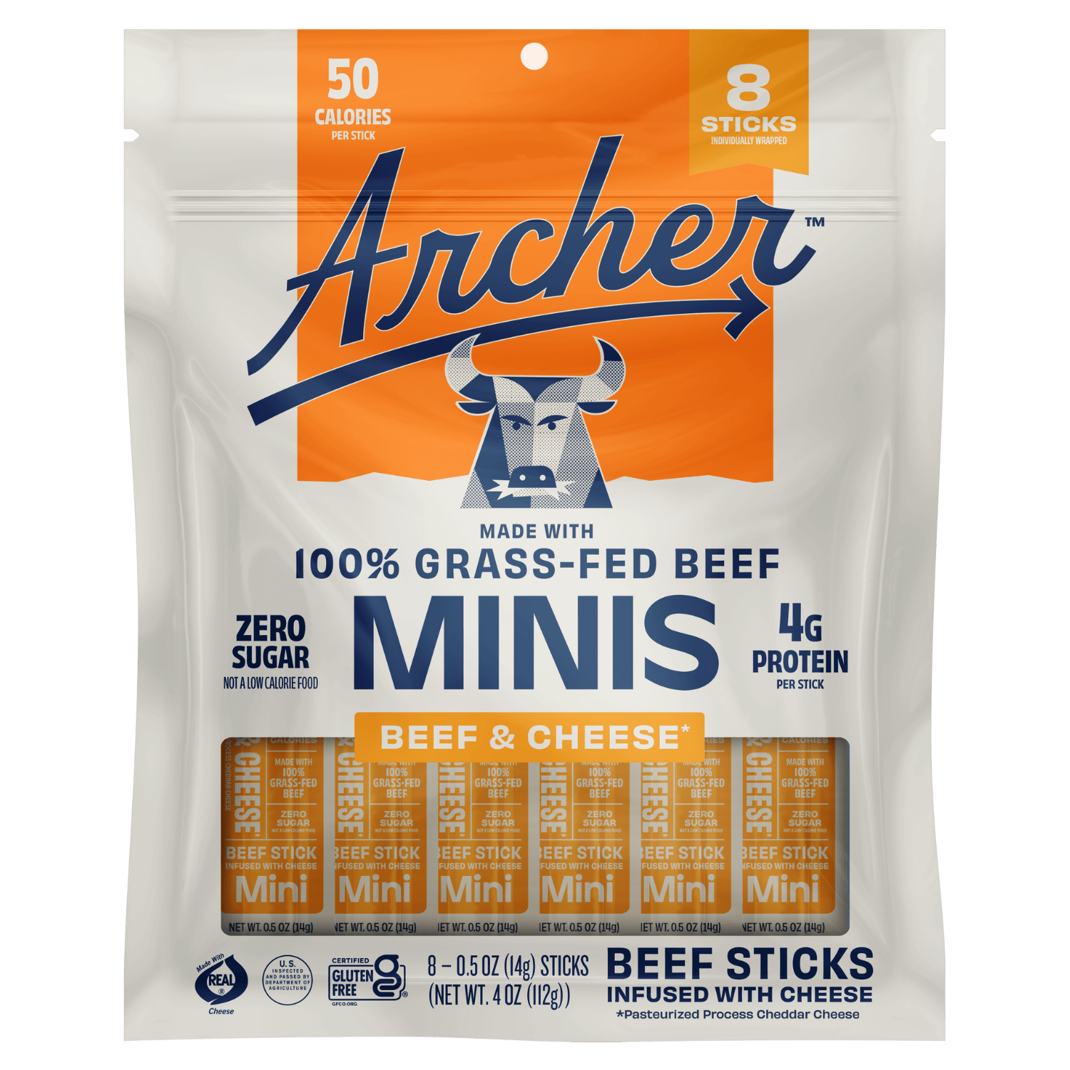 Archer 8 count Beef and Cheese Mini Sticks front of package