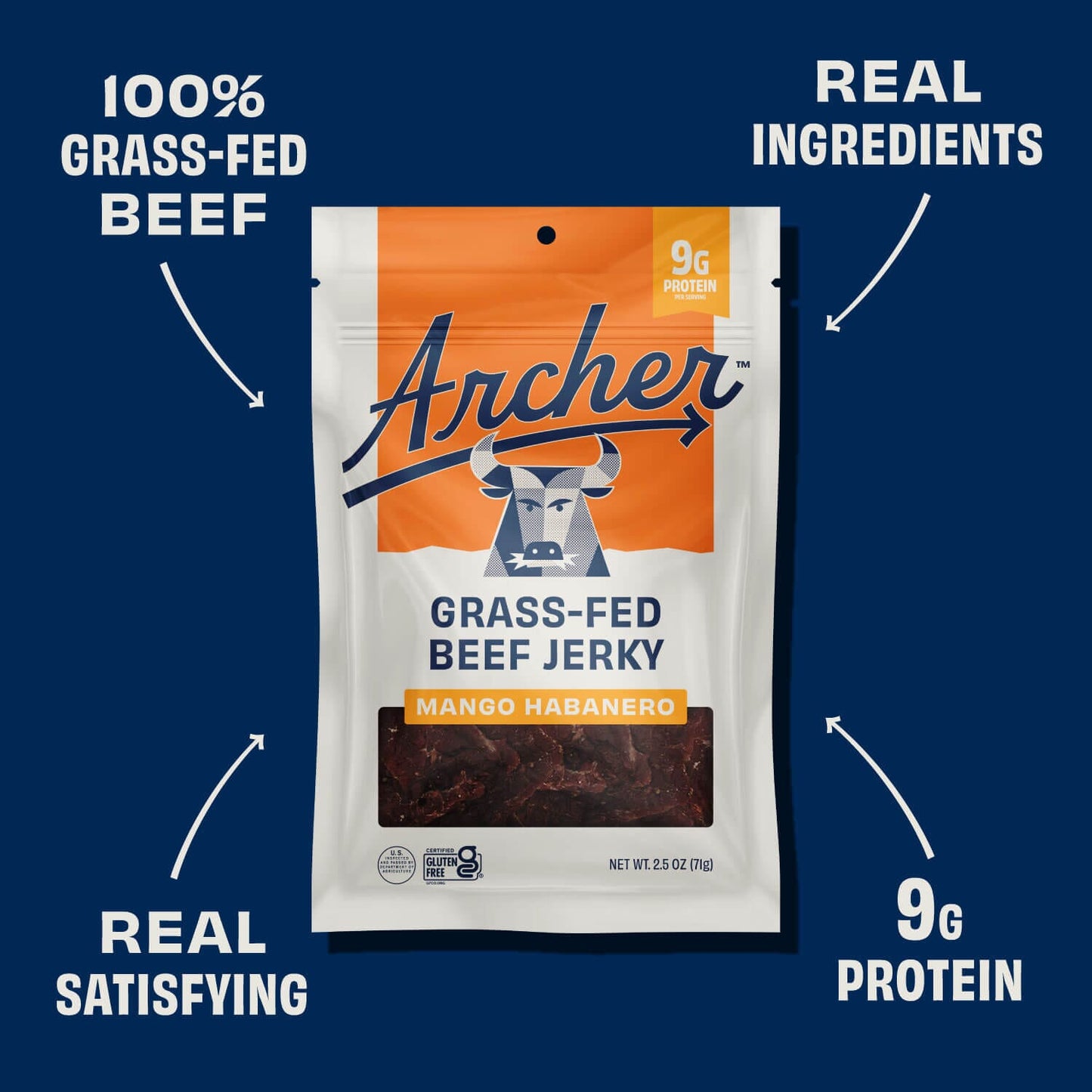 Archer Mango Habanero Beef Jerky features