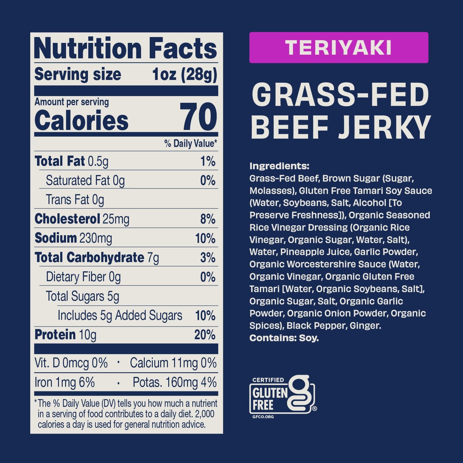 beef jerky teriyaki nutrition facts
